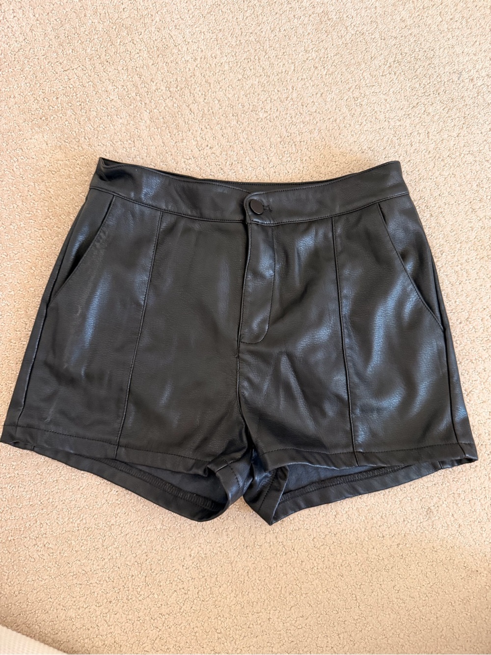 Black Faux Leather High-Waist Women’s Shorts